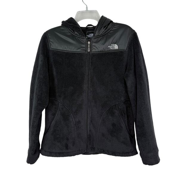 The North Face Hoodie Black Fuzzy Osito Fleece Zip Up Jacket Coat Women's Sz M - Picture 1 of 15